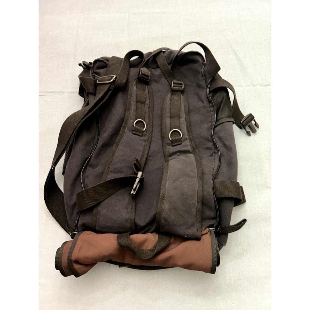 Canvas Travel Backpack / Shoulder Bag Black - Picture 2 of 8